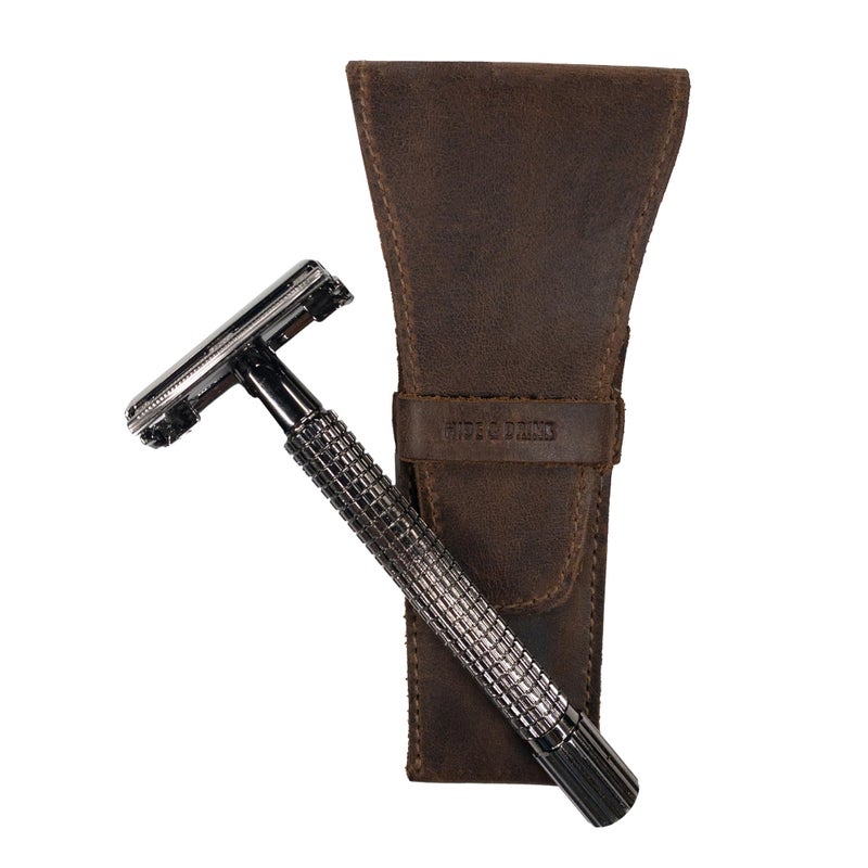 Hide & Drink, Safety Razor Case, Rustic Travel Cover, Shaving Accessories for Men and Women, Personal Care Essentials, Full Grain Leather, Handmade, Bourbon Brown - Image 3